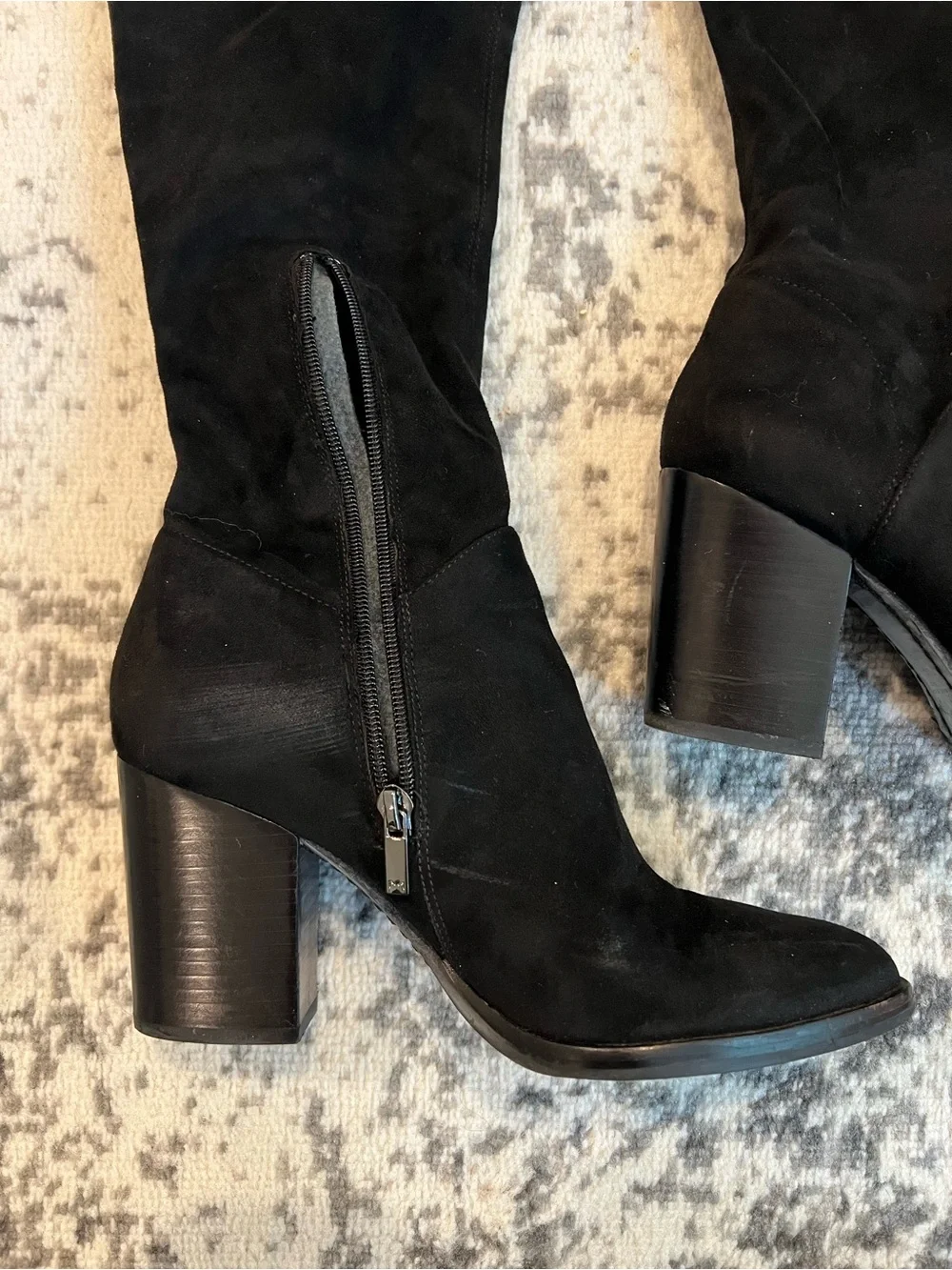 Marc Fisher Black Suede Over-the-Knee Block Heel Boots